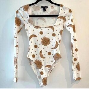 Forever 21 cream and moon bodysuit